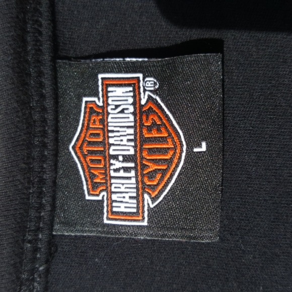 HARLEY-DAVIDSON ♡ Sweet Vintage Black w/Silver Studded Bar 'n Shield H-D Top L - Picture 15 of 16